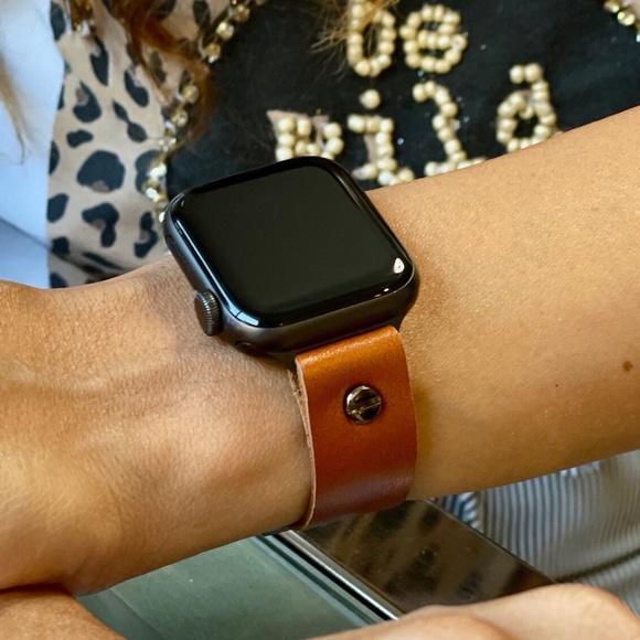 Light Brown Leather Strap Apple iWatch Band Black Jewelry Feminine Bracelet main image 4